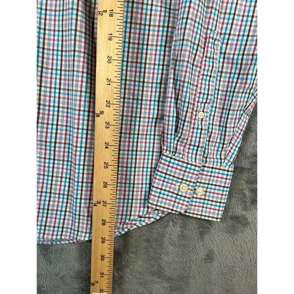 Peter Millar Shirt Mens Medium Blue Pink Plaid Summer Comfort Performance Golf - Picture 5 of 9